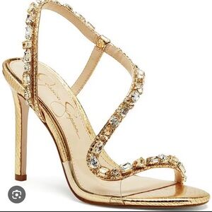 Jessica Simpson Metallic Gold Strappy Heels